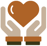 Two hands gently cradling a brown heart symbol, Harmony & Healing logo